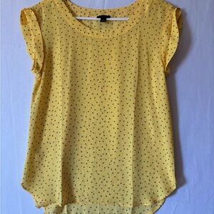 Ann Taylor Factory Sunny Yellow Blouse with Dainty Print